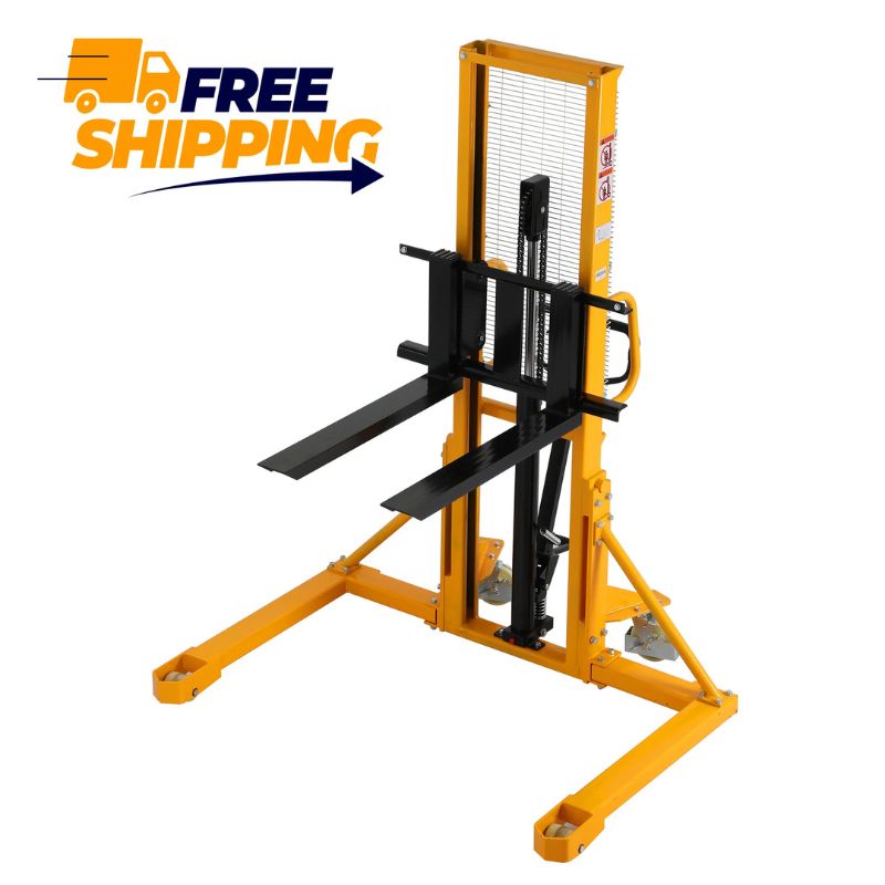 ApolloLift 63" Straddle Leg Manual Stacker with 1100lb Capacity