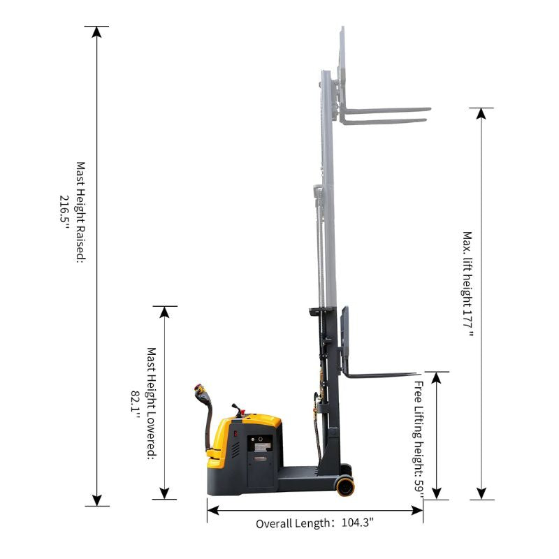 ApolloLift 177" Counterbalanced Electric Walkie Stacker with 3300lb Capacity