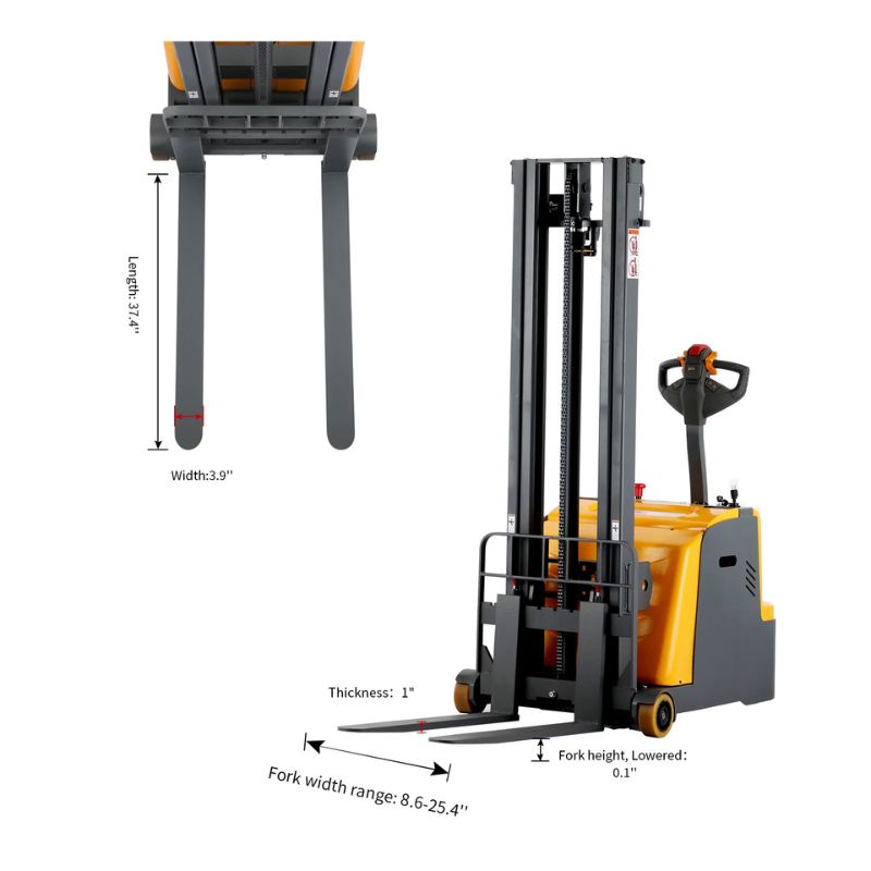 ApolloLift 118" Counterbalanced Electric Walkie Stacker with 2200lb Capacity