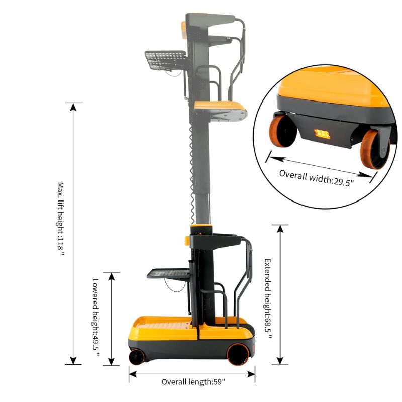 ApolloLift Electric Order Picker with 200lb Capacity Load Tray