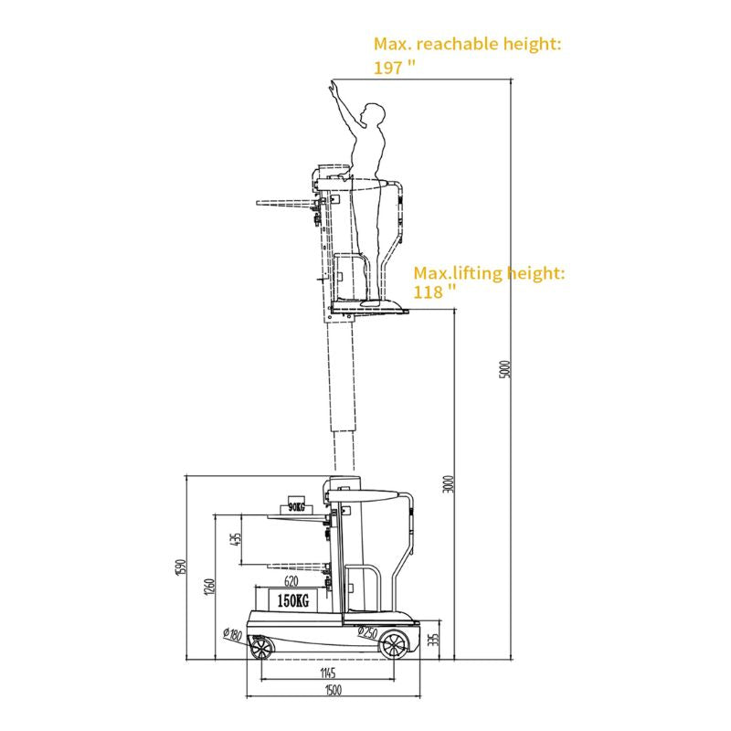 ApolloLift Electric Order Picker with 200lb Capacity Load Tray