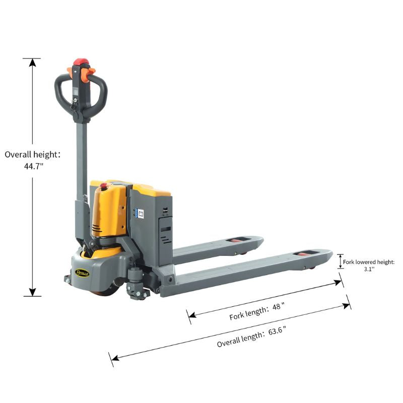 ApolloLift 27inX48in Lithium Ion Battery Powered Pallet Jack with 3300lb Capacity