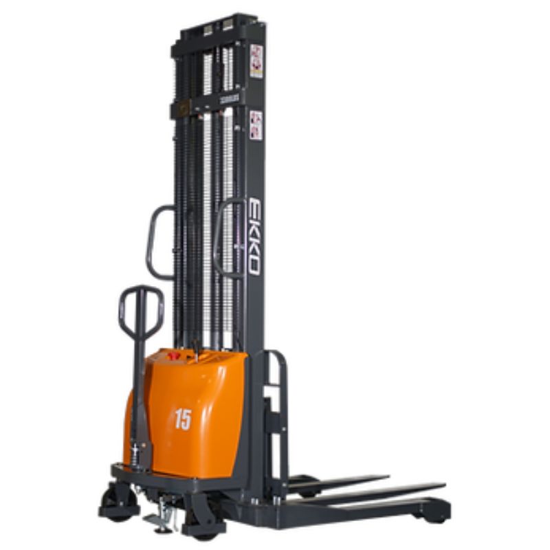 EKKO 138" Lift Semi-Electric Straddle Stacker with 3,300lb Capacity EA15A-138