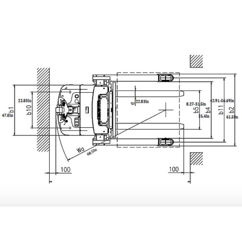 EKKO 189" Lift Lithium Powered Side Shifting Straddle Stacker with 4400lb Capacity EB16EAS-189Li