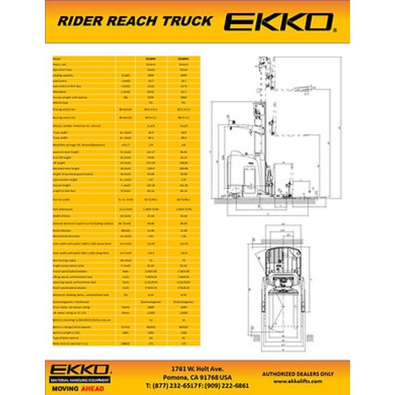 EKKO 196" Lift Stand-up Narrow Aisle Reach Truck with 4000lb Capacity EK18RRL