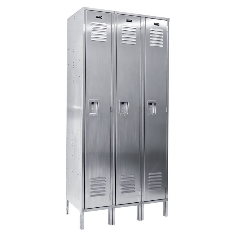 Vestil Stainless Steel 3 Column Lockers 36in x 18in x 78in LOCK-3618