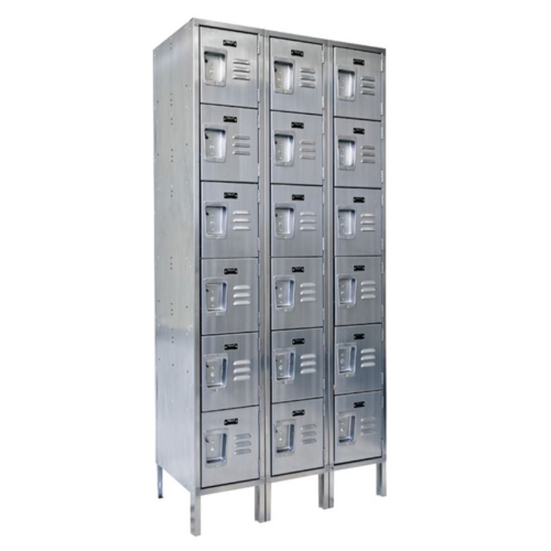 Vestil Stainless Steel 3 Column Lockers 36in x 18in x 78in LOCK-3618