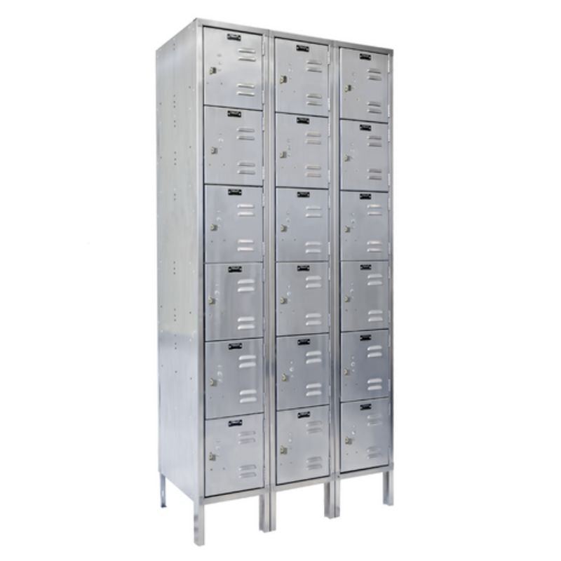 Vestil Stainless Steel 3 Column Lockers 54in x 18in x 78in LOCK-5418