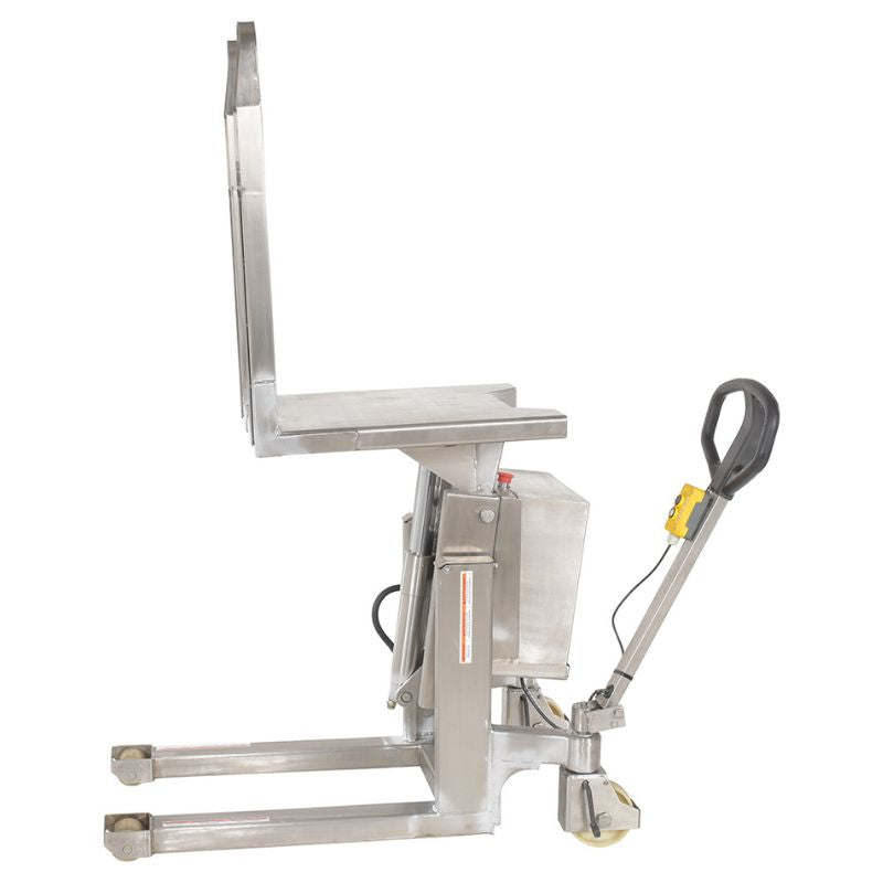 Vestil Stainless Steel DC Powered Tilt Pallet Jack with 2,200lb Capacity TM-22-DC-SS