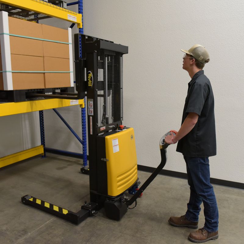 Vestil 63" Maximum Raised Height Stacker with Electric Powered Lift SL-63-AA