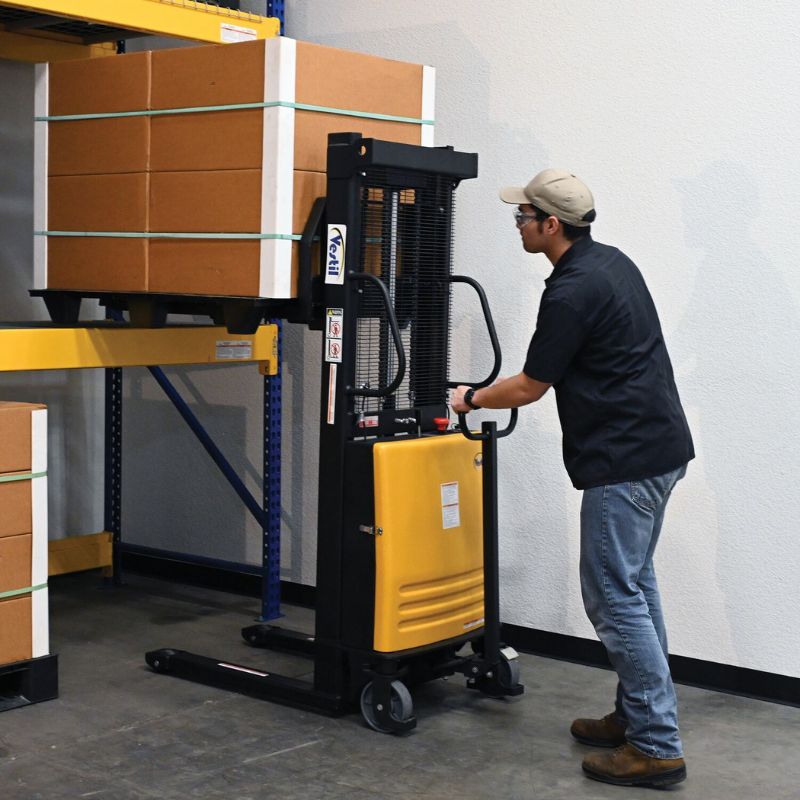 Vestil 63" Maximum Raised Height Stacker with Electric Powered Lift SL-63-AA