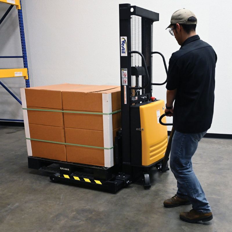 Vestil 63" Maximum Raised Height Stacker with Electric Powered Lift SL-63-AA