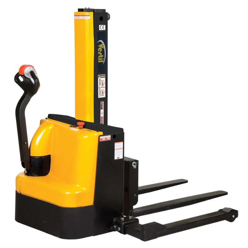 Vestil Narrow Mast Full-Electric Stacker with Adjustable Forks and Legs SNM-AA