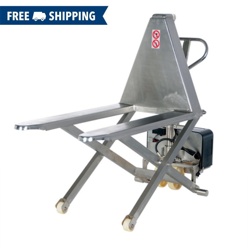 Vestil Stainless Steel DC Powered Tote Lift with 2000lb Capacity L-270-DC-HD-SS