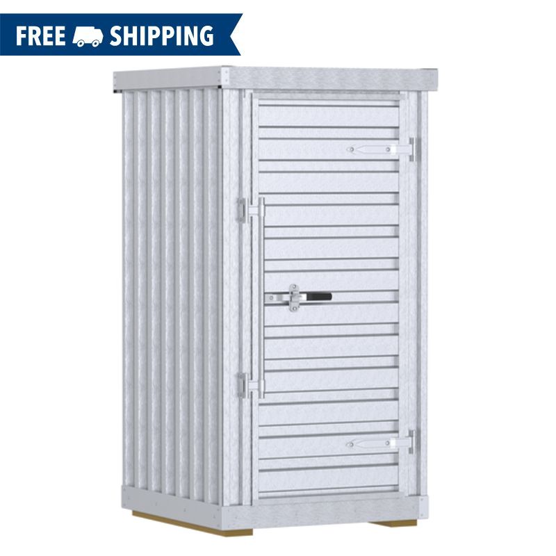 Vestil Galvanized Steel Storage Building 4ft x 4ft Wide Door 1,200lb Capacity STOR-44-G-W-1RH
