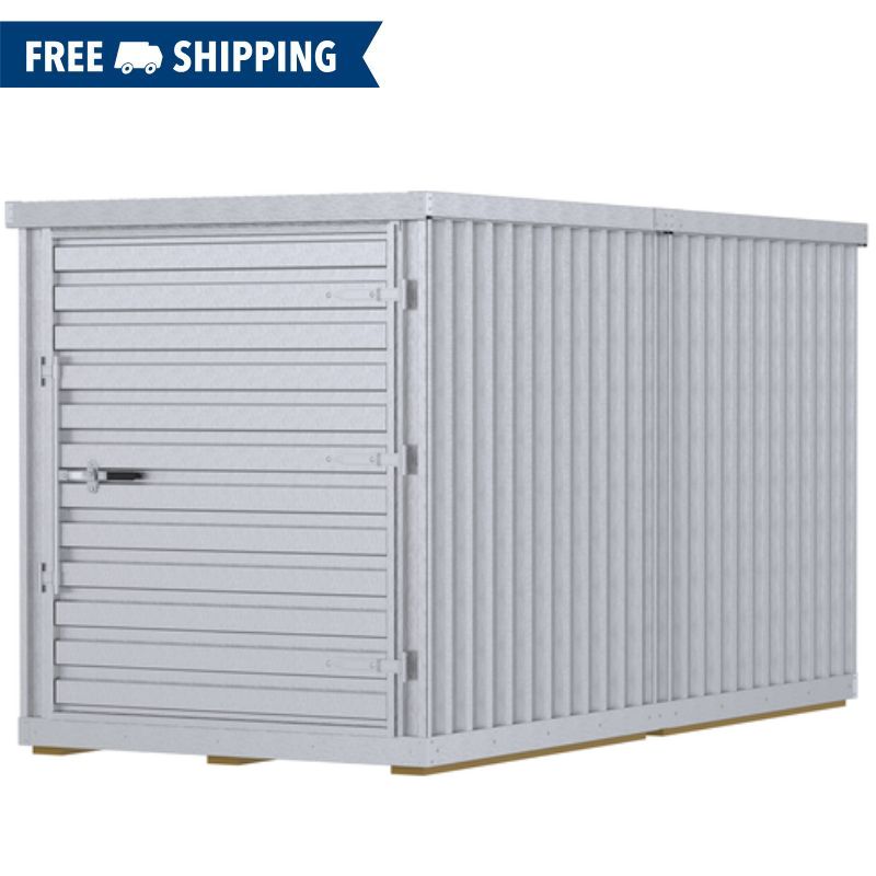Vestil Galvanized Steel Storage Building 6ft x 12ft STOR-612-G-W-1RH-WD