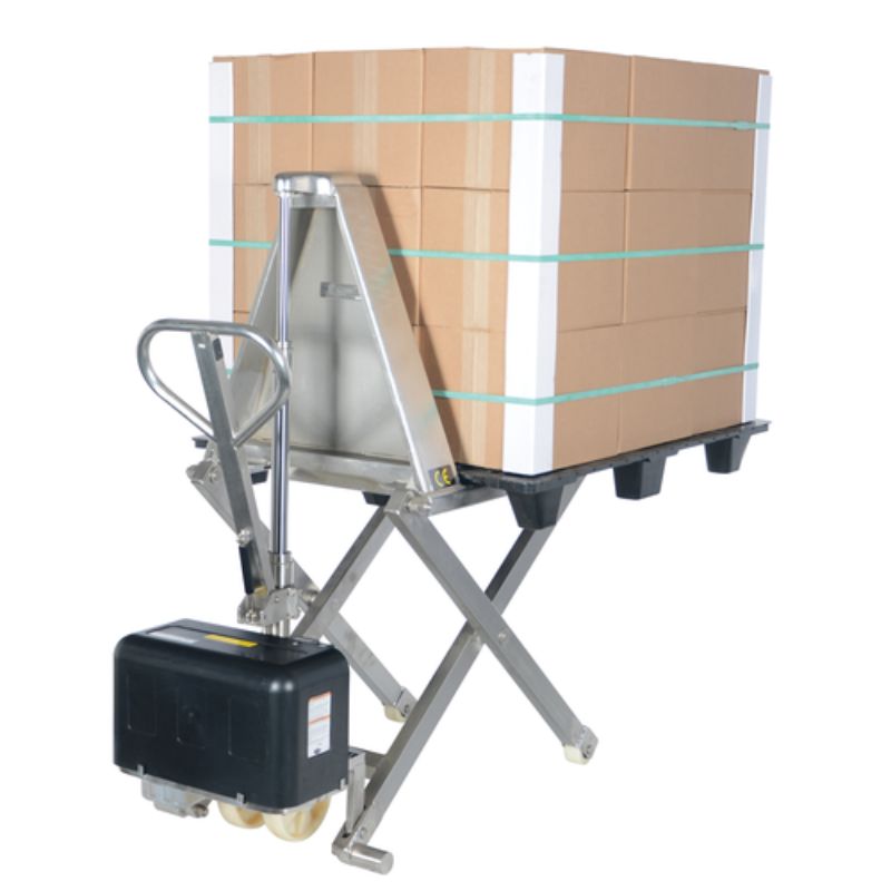 Vestil Stainless Steel DC Powered Tote Lift with 2000lb Capacity L-270-DC-HD-SS