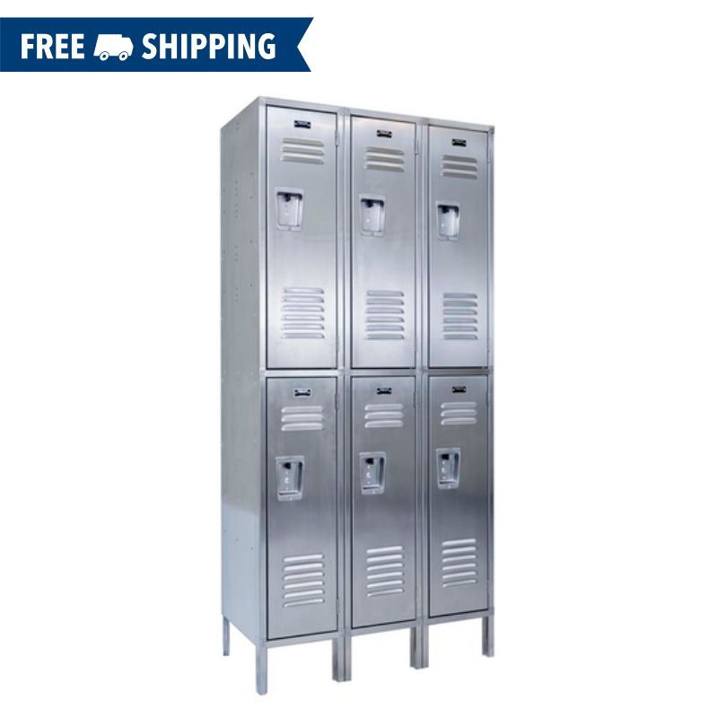 Vestil Stainless Steel 3 Column Lockers 54in x 18in x 78in LOCK-5418